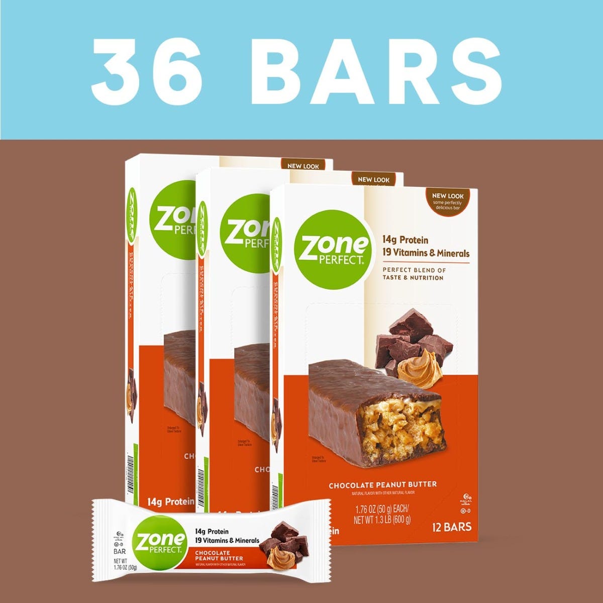 ZonePerfect Nutrition Bar / Chocolate Peanut Butter / 36 Count / 63161