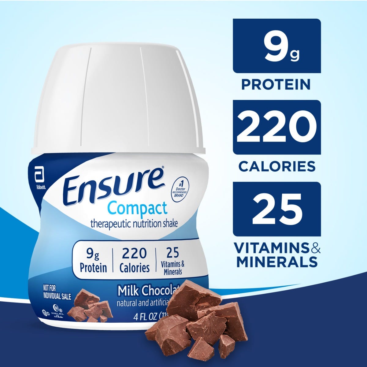 Ensure Compact Nutrition Shake / Milk Chocolate / 4 fl oz bottle / Case of 24