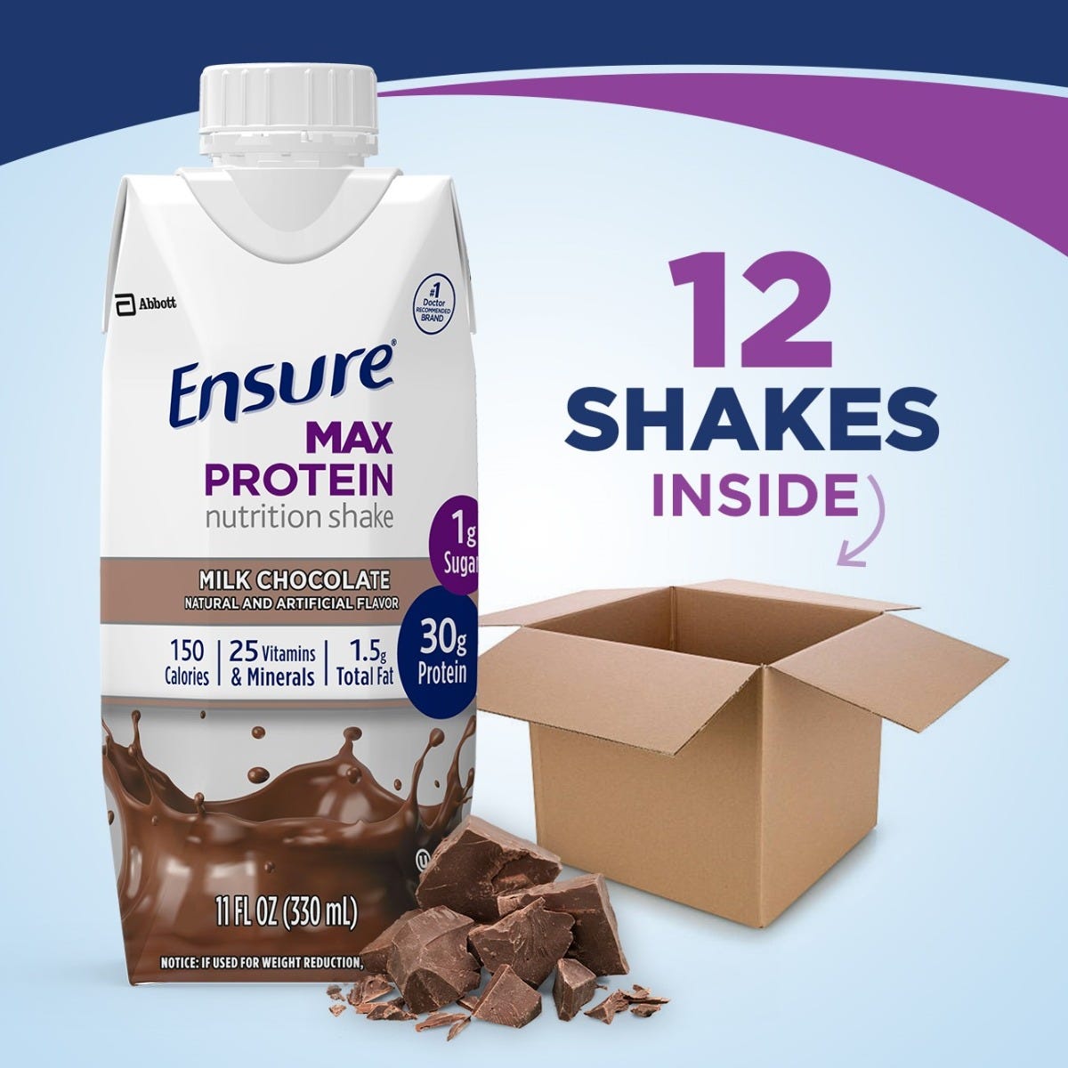 Ensure Max Protein Nutrition Shake Milk Chocolate 11 Fl Oz Tetra Case Of 12