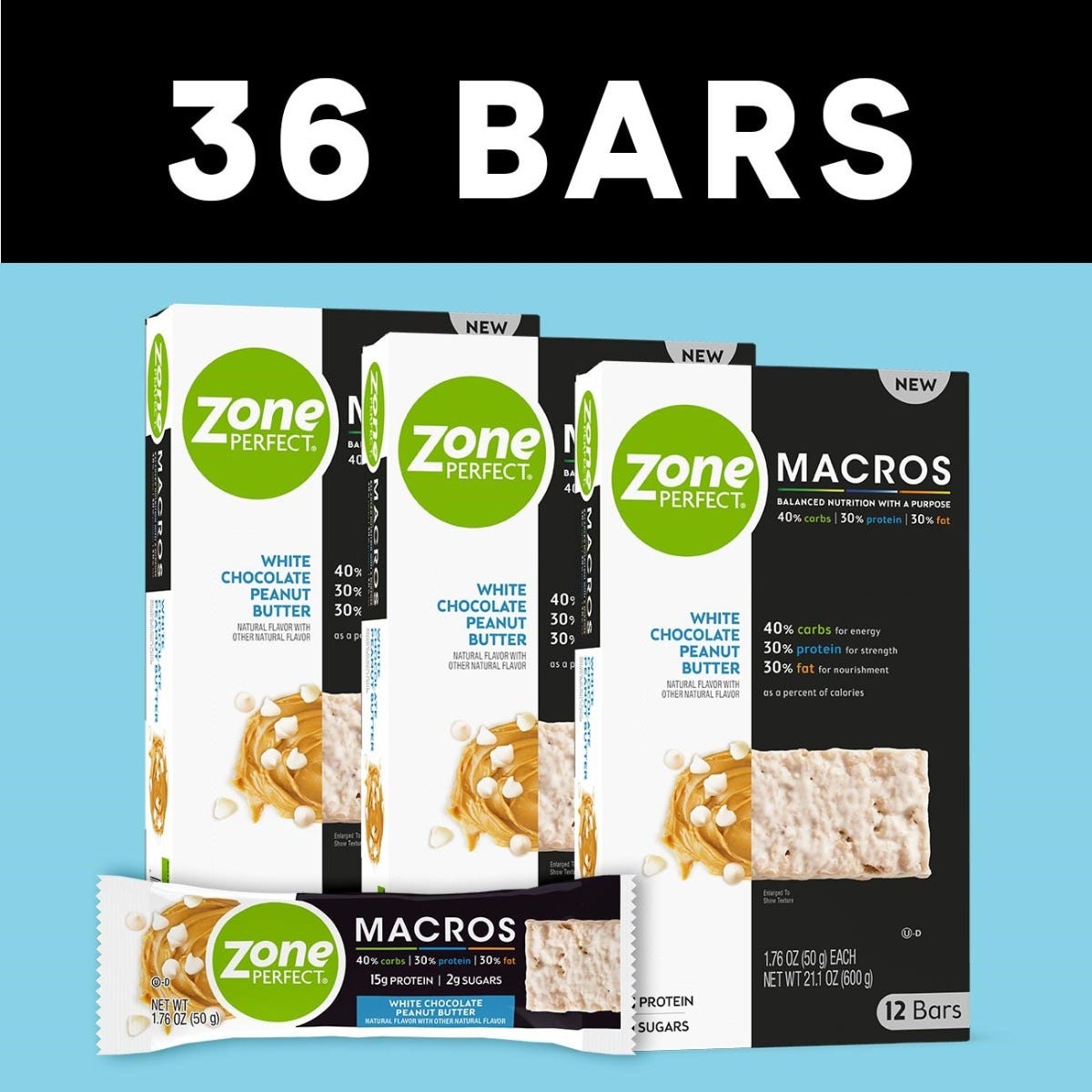 ZonePerfect Macros Bar / White Chocolate Peanut Butter / 1.76 oz bar